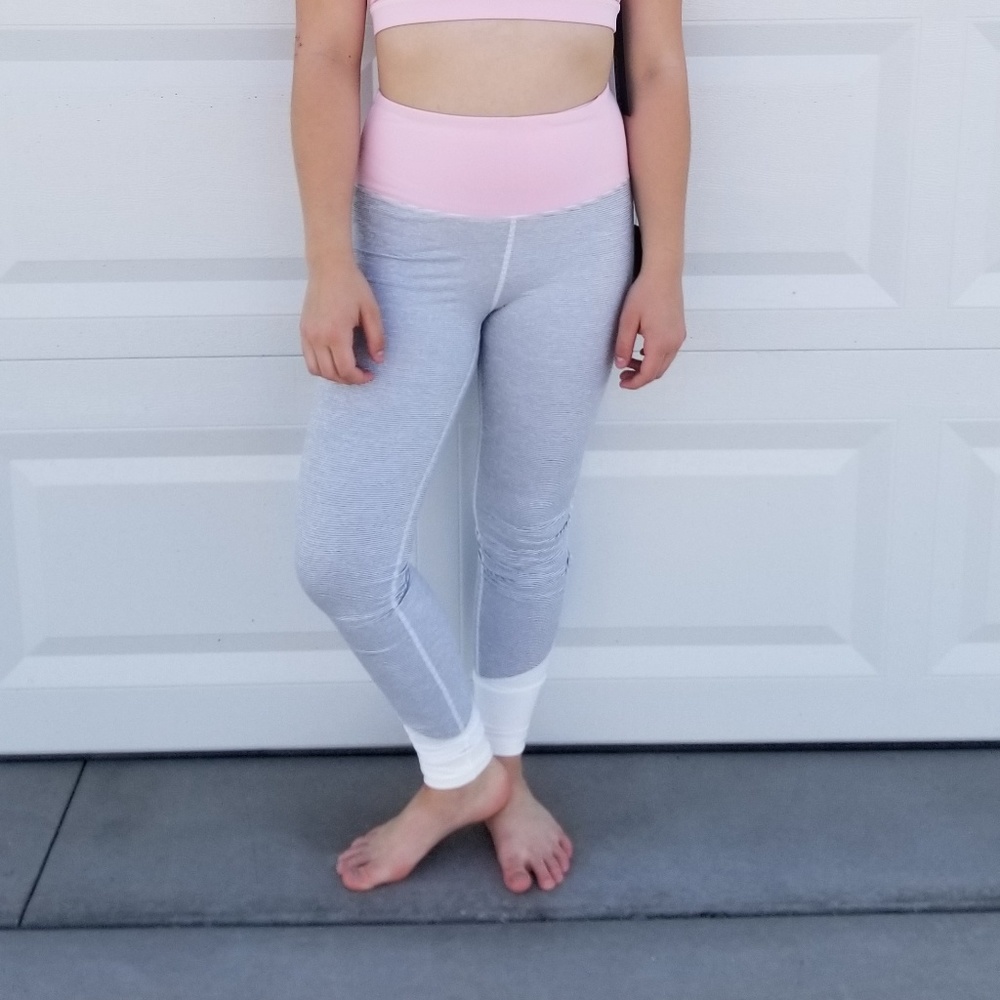 Highwaist Pastel Colorblock Striped Leggings